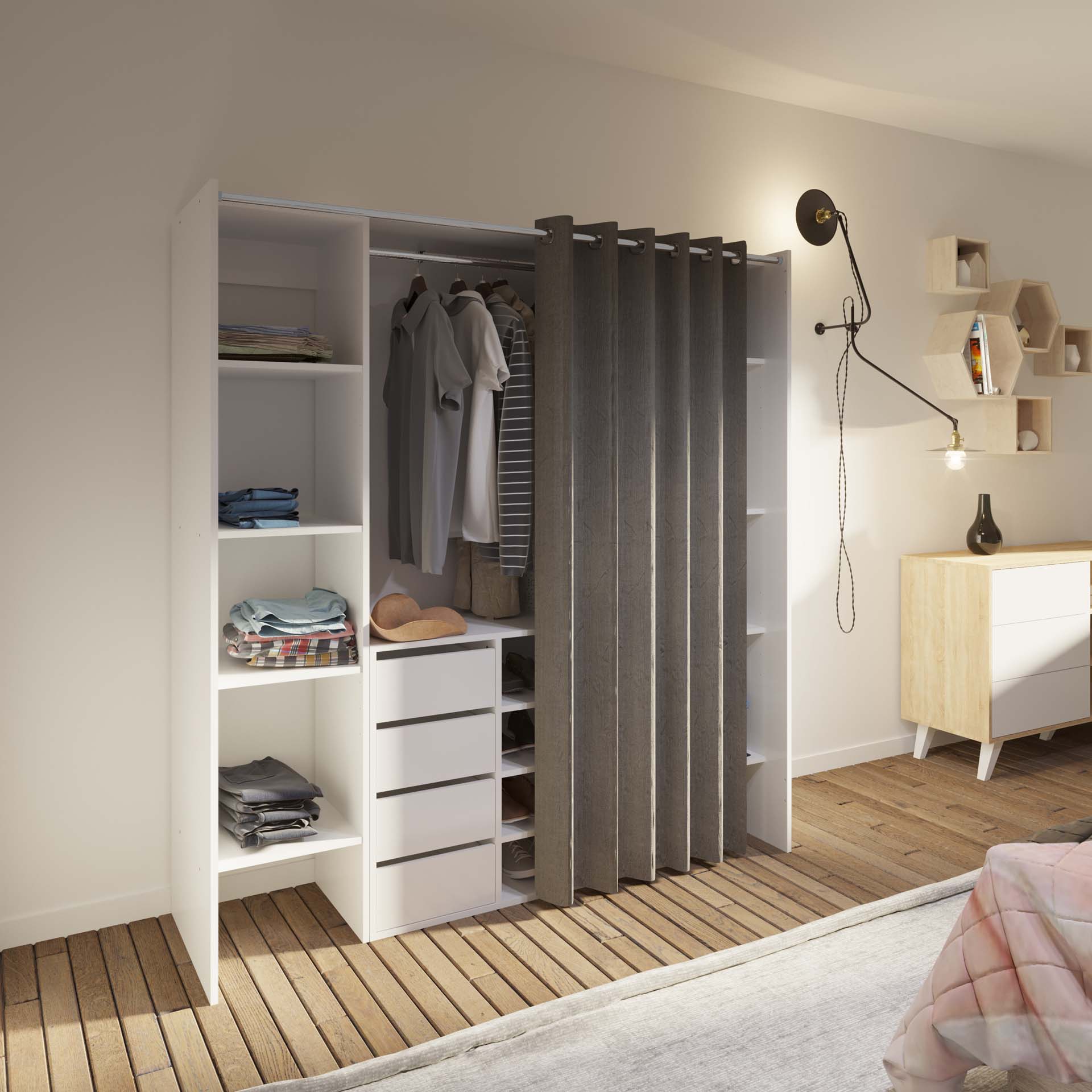 TOM WARDROBE 2 COLUMNS WITH STORAGE CABINET