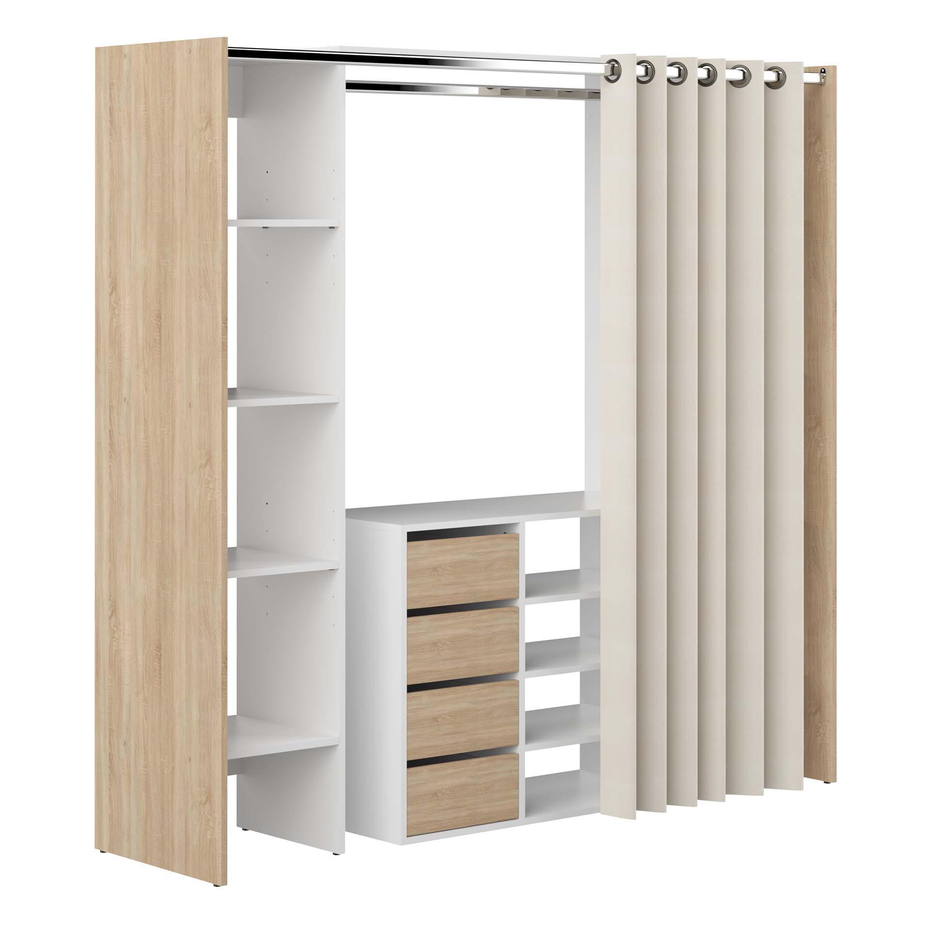 TOM WARDROBE 2 COLUMNS WITH STORAGE CABINET