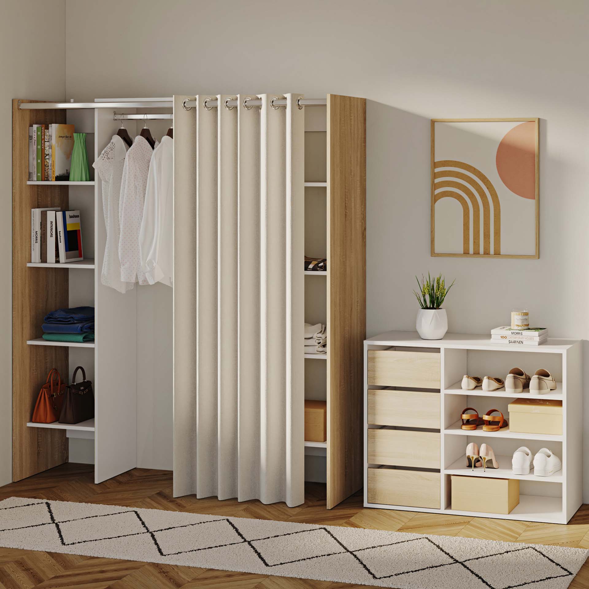 TOM WARDROBE 2 COLUMNS WITH STORAGE CABINET