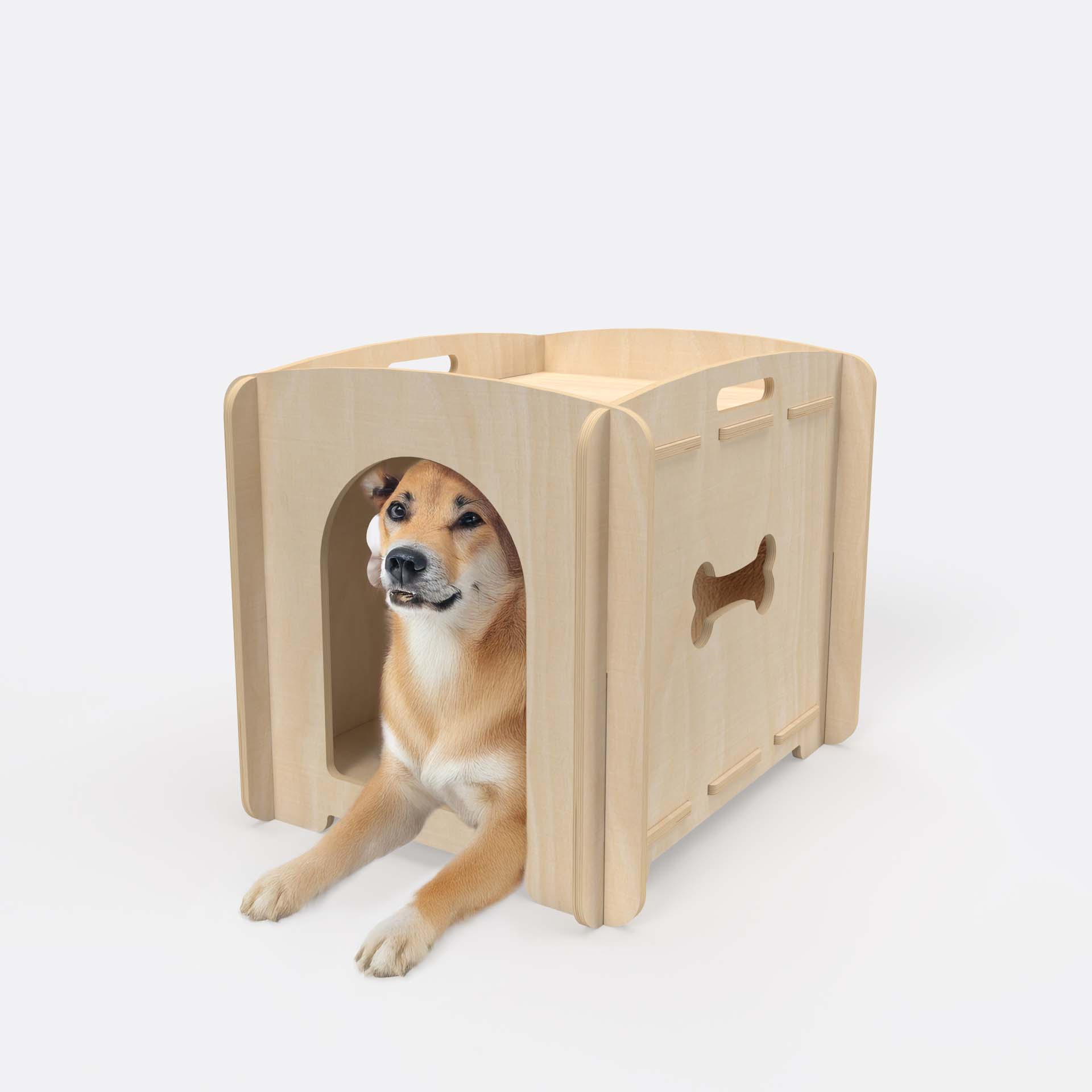 DOG HOUSE Size M Natural Birch Plywood